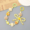 Mobile Phone Case Bag Pendant For Women Plush Fur Ball Handmade Beaded Portable Chain Short Wrist Strap