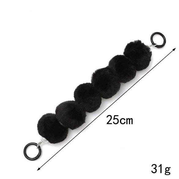 Mobile Phone Case Bag Pendant For Women Plush Fur Ball Handmade Beaded Portable Chain Short Wrist Strap