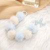 Mobile Phone Case Bag Pendant For Women Plush Fur Ball Handmade Beaded Portable Chain Short Wrist Strap