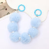 Mobile Phone Case Bag Pendant For Women Plush Fur Ball Handmade Beaded Portable Chain Short Wrist Strap