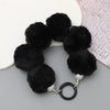 Mobile Phone Case Bag Pendant For Women Plush Fur Ball Handmade Beaded Portable Chain Short Wrist Strap