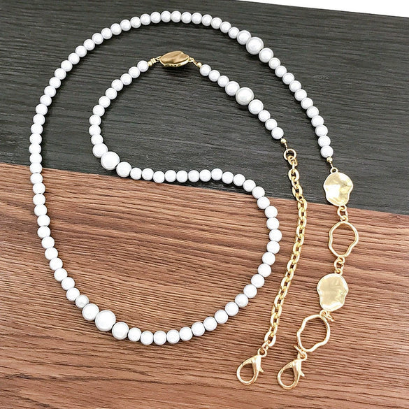 Mobile Phone Chain Accessories Pearl Leather Metal Handmade Love Letter C Style For Women