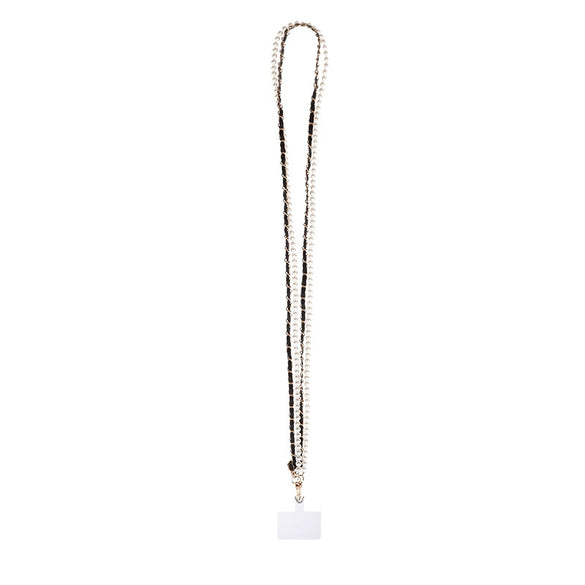 Mobile Phone Chain Accessories Pearl Leather Metal Handmade Love Letter C Style For Women