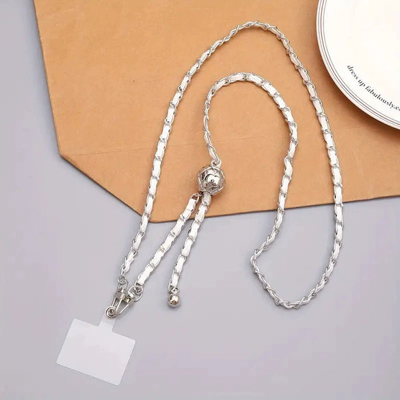 Mobile Phone Chain Accessories Pearl Leather Metal Handmade Love Letter C Style For Women