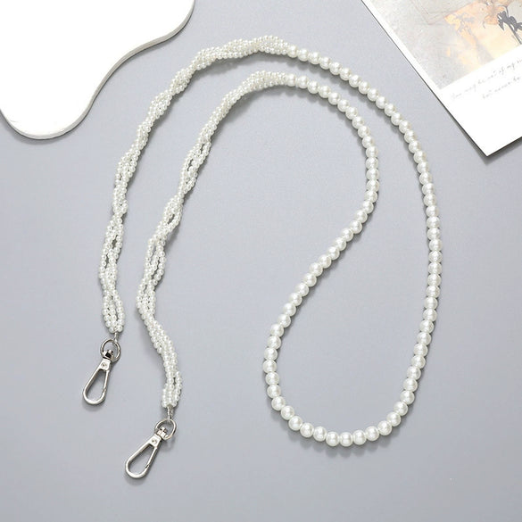 Mobile Phone Chain Accessories Pearl Leather Metal Handmade Love Letter C Style For Women