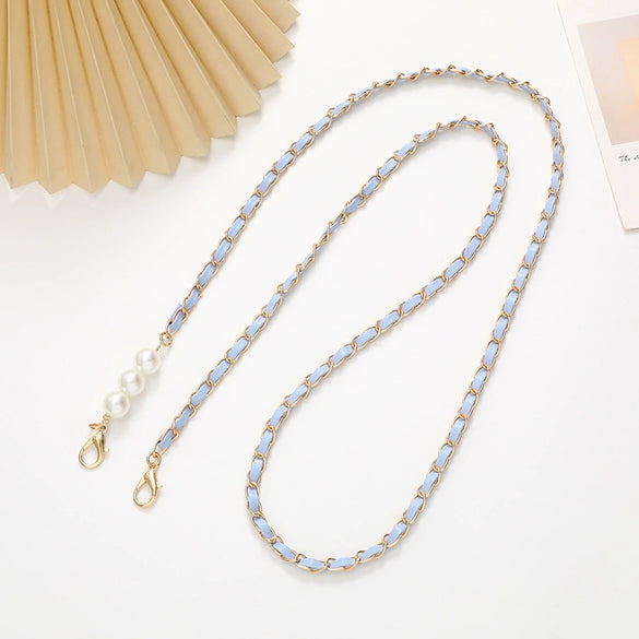 Mobile Phone Chain Accessories Pearl Leather Metal Handmade Love Letter C Style For Women