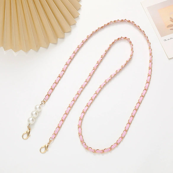 Mobile Phone Chain Accessories Pearl Leather Metal Handmade Love Letter C Style For Women