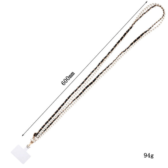 Mobile Phone Chain Accessories Pearl Leather Metal Handmade Love Letter C Style For Women