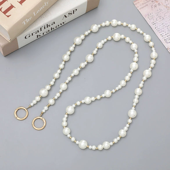 Mobile Phone Chain Accessories Pearl Leather Metal Handmade Love Letter C Style For Women