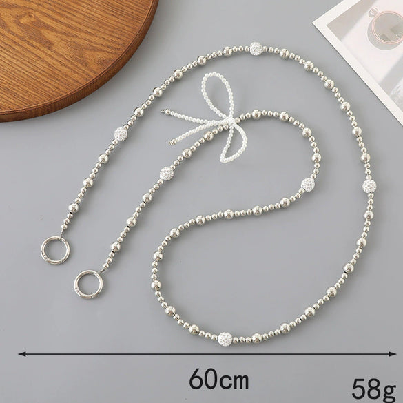 Mobile Phone Chain Accessories Pearl Leather Metal Handmade Love Letter C Style For Women