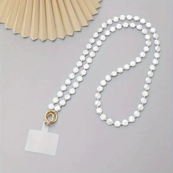 Mobile Phone Chain Accessories Pearl Leather Metal Handmade Love Letter C Style For Women