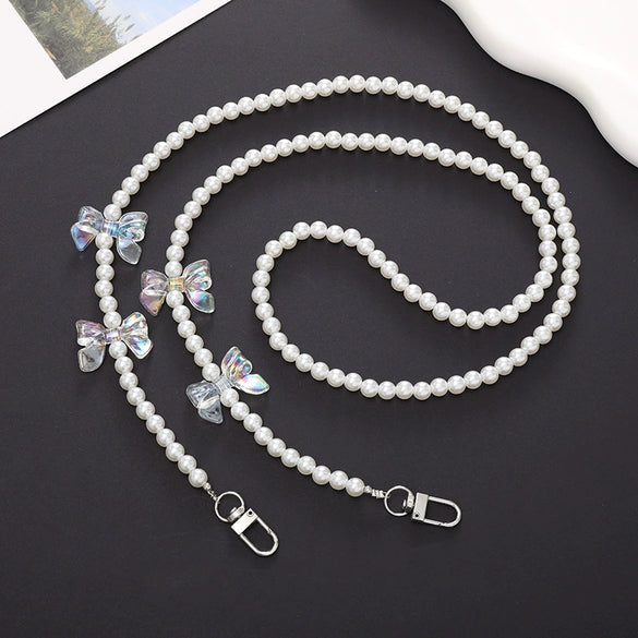 Mobile Phone Chain Accessories Pearl Leather Metal Handmade Love Letter C Style For Women