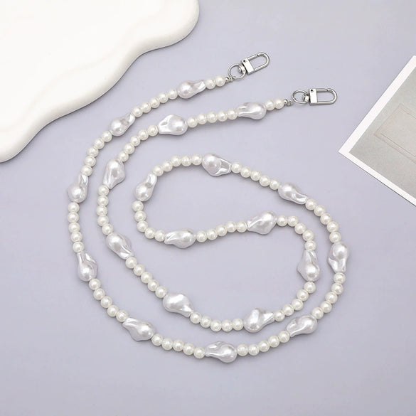 Mobile Phone Chain Accessories Pearl Leather Metal Handmade Love Letter C Style For Women