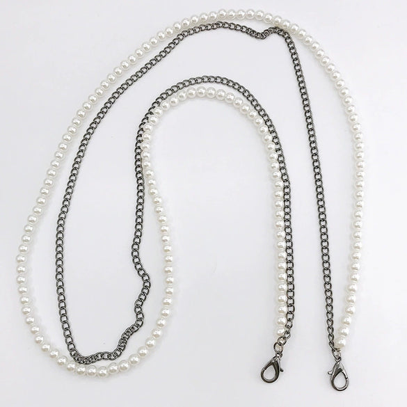 Mobile Phone Chain Accessories Pearl Leather Metal Handmade Love Letter C Style For Women