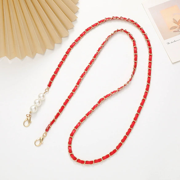Mobile Phone Chain Accessories Pearl Leather Metal Handmade Love Letter C Style For Women