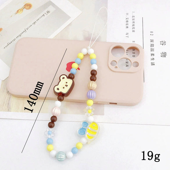 Mobile Phone Chain And Pendant Plastic Resin Beaded Bear Cat Head Highend Style Baking Paint