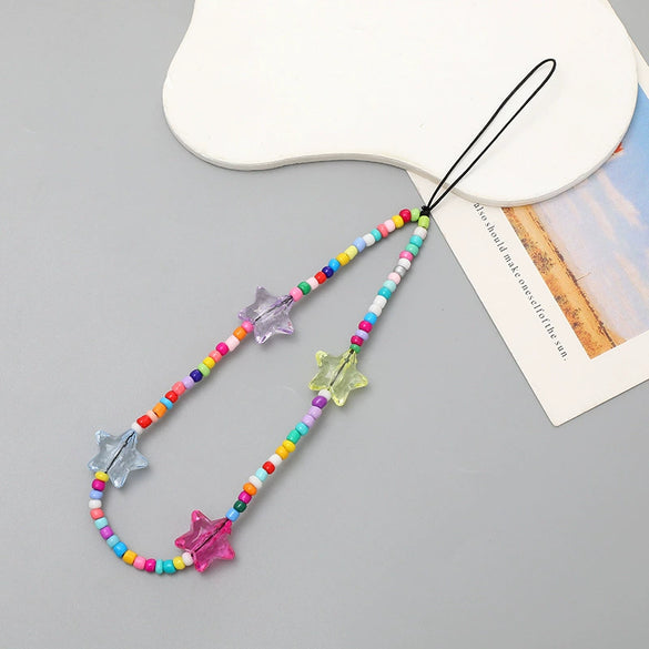 Mobile Phone Chain Beaded Bow Electroplating Style