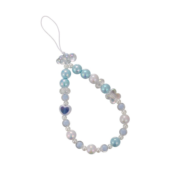 Mobile Phone Chain Lanyard Beaded Ornament Antilosing Rope Pendant Plastic Resin Blue Star Flowers Baking Paint