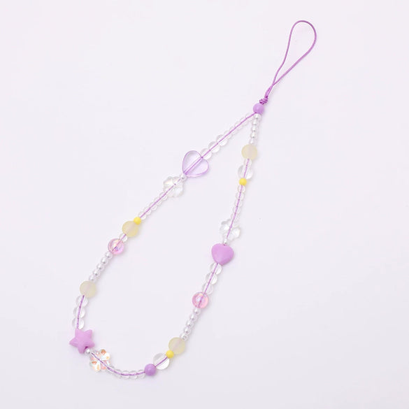 Mobile Phone Chain Pendant Acrylic Beaded Love Fivepointed Star Water Drops Bells Handmade