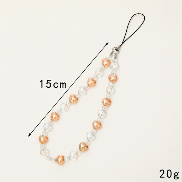 Mobile Phone Chain Plastic Resin Handmade Beaded Love Heart Water Drop Bell Style
