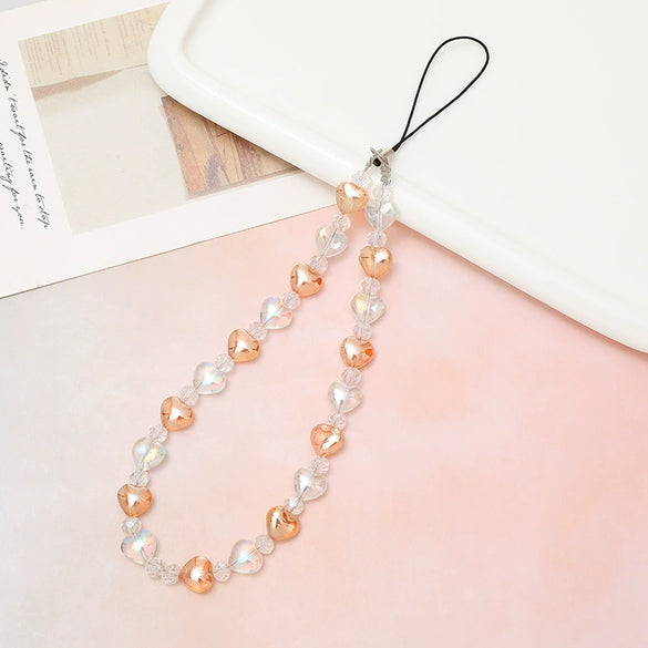 Mobile Phone Chain Plastic Resin Handmade Beaded Love Heart Water Drop Bell Style