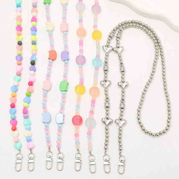 Mobile Phone Chain Plastic Resin Handmade Beaded With Stars Sun And Moon Clouds Universe Pattern For Women