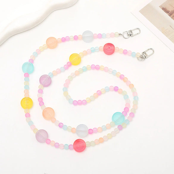 Mobile Phone Chain Plastic Resin Handmade Beaded With Stars Sun And Moon Clouds Universe Pattern For Women