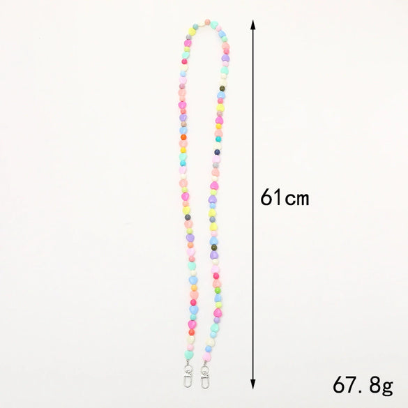 Mobile Phone Chain Plastic Resin Handmade Beaded With Stars Sun And Moon Clouds Universe Pattern For Women