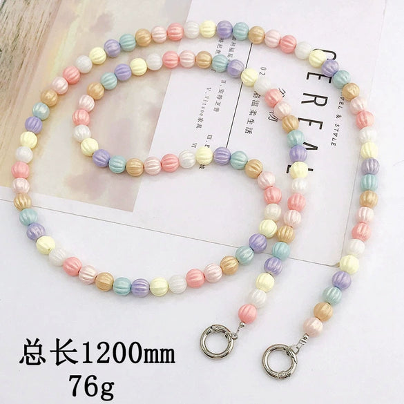 Mobile Phone Chain With Plastic And Resin Pumpkin Beads And Baking Paint Treatment