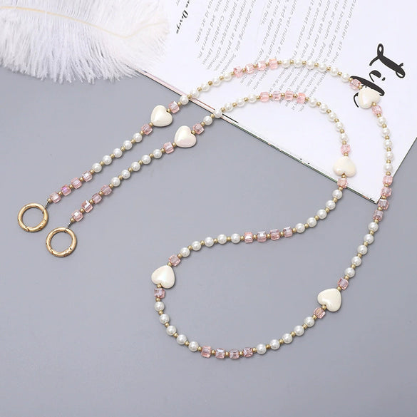 Mobile Phone Lanyard Beaded Love Water Drops Bell Handmade Bag Ornaments For Women