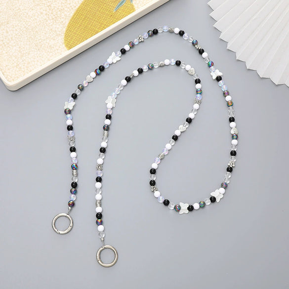 Mobile Phone Lanyard Beaded Love Water Drops Bell Handmade Bag Ornaments For Women