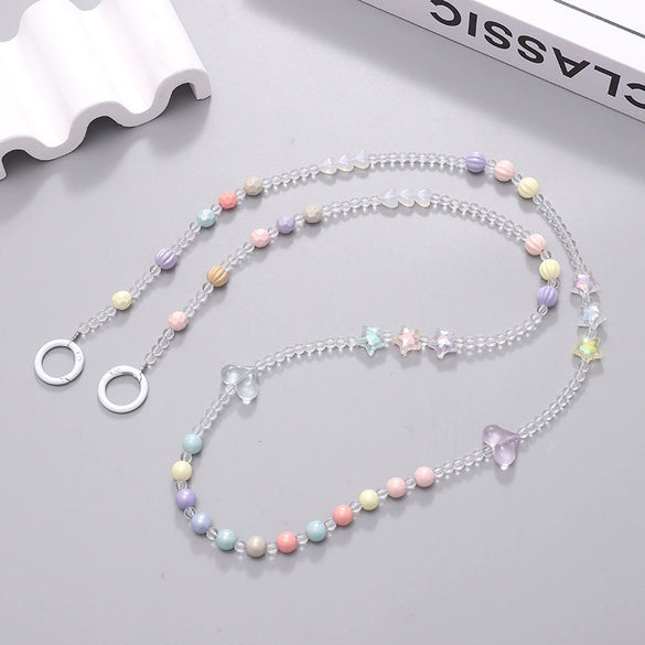 Mobile Phone Lanyard Beaded Love Water Drops Bell Handmade Bag Ornaments For Women