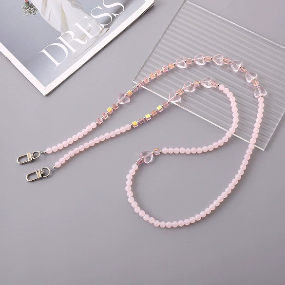 Mobile Phone Lanyard Beaded Love Water Drops Bell Handmade Bag Ornaments For Women