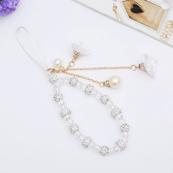 Mobile Phone Lanyard Creative Gypsum Flower Bracelet With Crystal Pendant Handmade For Unisex