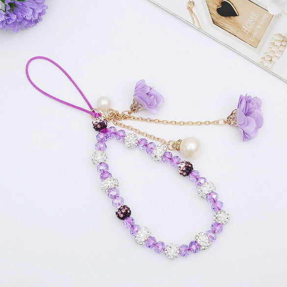 Mobile Phone Lanyard Creative Gypsum Flower Bracelet With Crystal Pendant Handmade For Unisex
