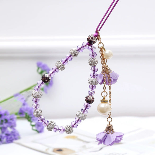 Mobile Phone Lanyard Creative Gypsum Flower Bracelet With Crystal Pendant Handmade For Unisex