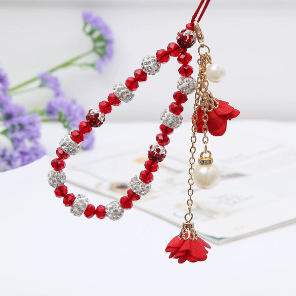 Mobile Phone Lanyard Creative Gypsum Flower Bracelet With Crystal Pendant Handmade For Unisex