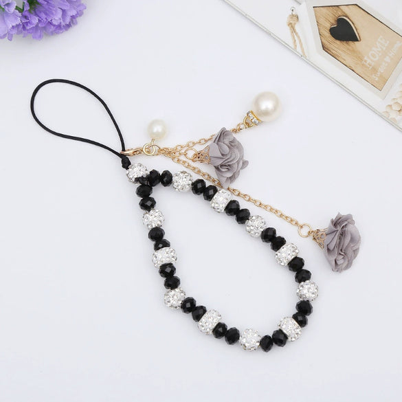 Mobile Phone Lanyard Creative Gypsum Flower Bracelet With Crystal Pendant Handmade For Unisex