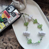 Mobile Phone Lanyard Soft Pottery Handmade Beaded Pink Heart With Kitty And Animated Protagonist Pattern For Girls