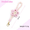 Mobile Phone Lanyard Wrist Strap Keychain Handicraft Woven With Plants And Flowers Pattern