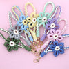 Mobile Phone Lanyard Wrist Strap Keychain Handicraft Woven With Plants And Flowers Pattern