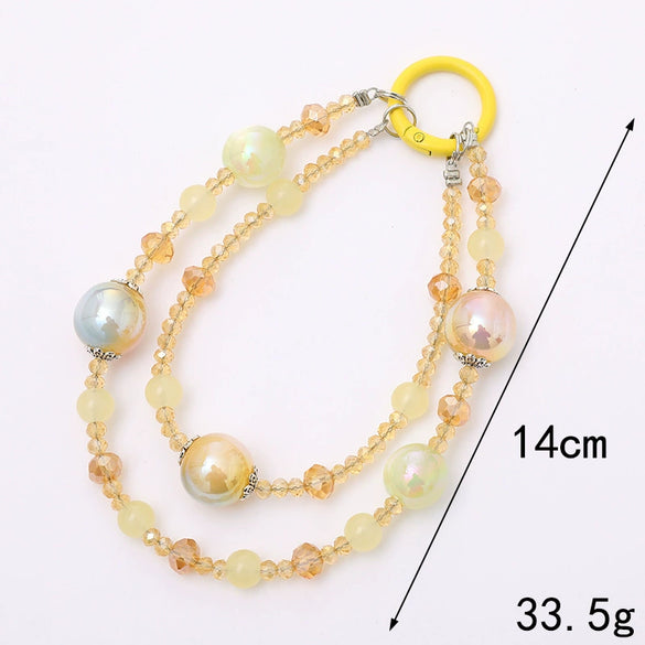 Mobile Phone Pendant Bag Hanging Decorations Gold Foil Crystal Beaded Handmade