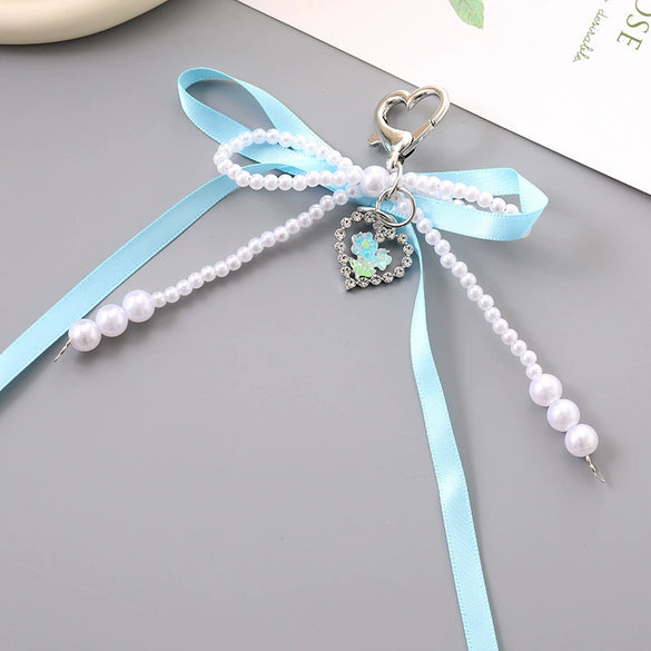 Mobile Phone Pendant Jewelry Car Keychain Headphone Shell Pendant Beads Handmade Bow Pattern