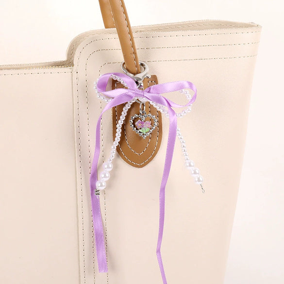 Mobile Phone Pendant Jewelry Car Keychain Headphone Shell Pendant Beads Handmade Bow Pattern