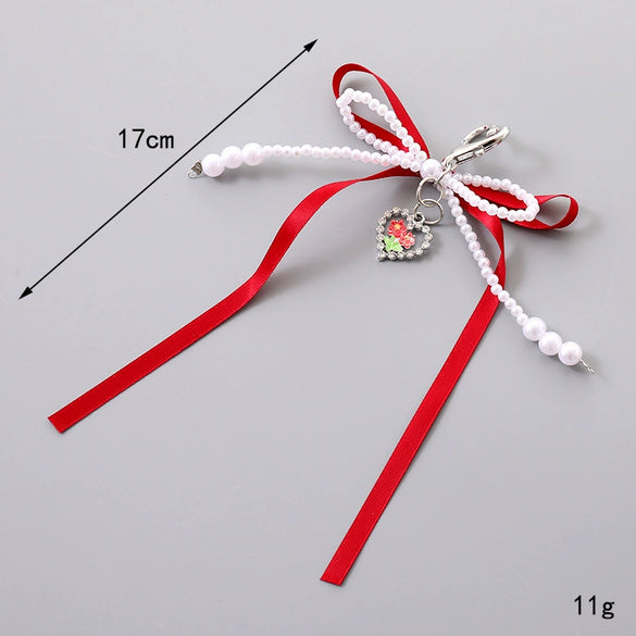 Mobile Phone Pendant Jewelry Car Keychain Headphone Shell Pendant Beads Handmade Bow Pattern