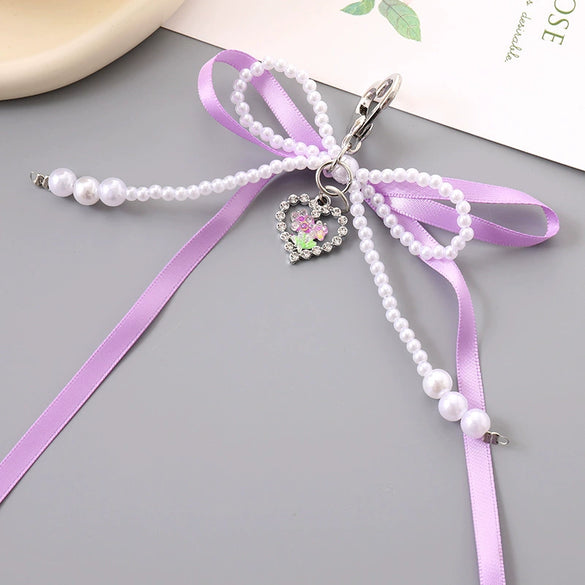 Mobile Phone Pendant Jewelry Car Keychain Headphone Shell Pendant Beads Handmade Bow Pattern
