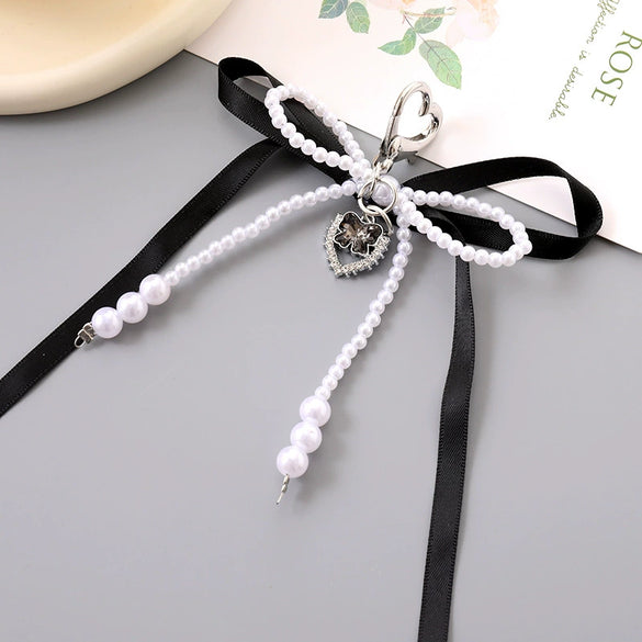 Mobile Phone Pendant Jewelry Car Keychain Headphone Shell Pendant Beads Handmade Bow Pattern