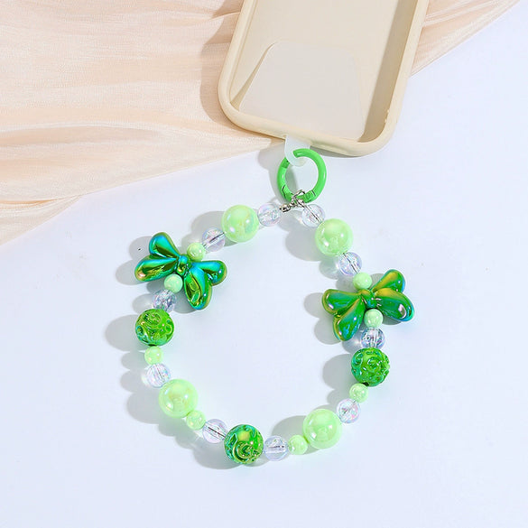 Mobile Phone Pendant Plastic Resin Cartoon Geometric Love Water Drops Bell Beaded Bow Baking Paint