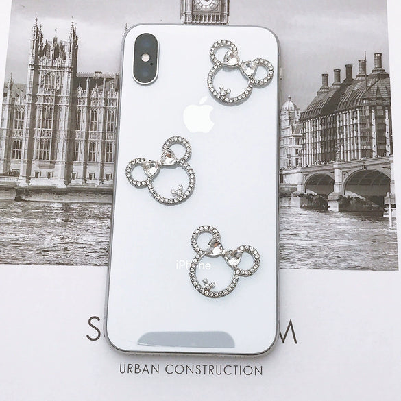 Mobile Phone Shell Alloy Creative Hollow Bow Diamond Accessories With Mickey Head Shape Electroplating Treatment