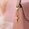 Modern Art Copper Cross Keychain Fashion Simple Bag Pendant And Car Key Accessory For Daily Use